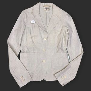 Edun Cotton Striped White 3-Button Blazer Sport